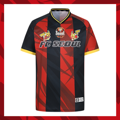 FC Seoul x Pokemon 比卡超成人款球衣 (紅黑間條)