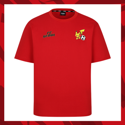 FC Seoul x Pokemon 比卡超短袖T恤 (紅色)